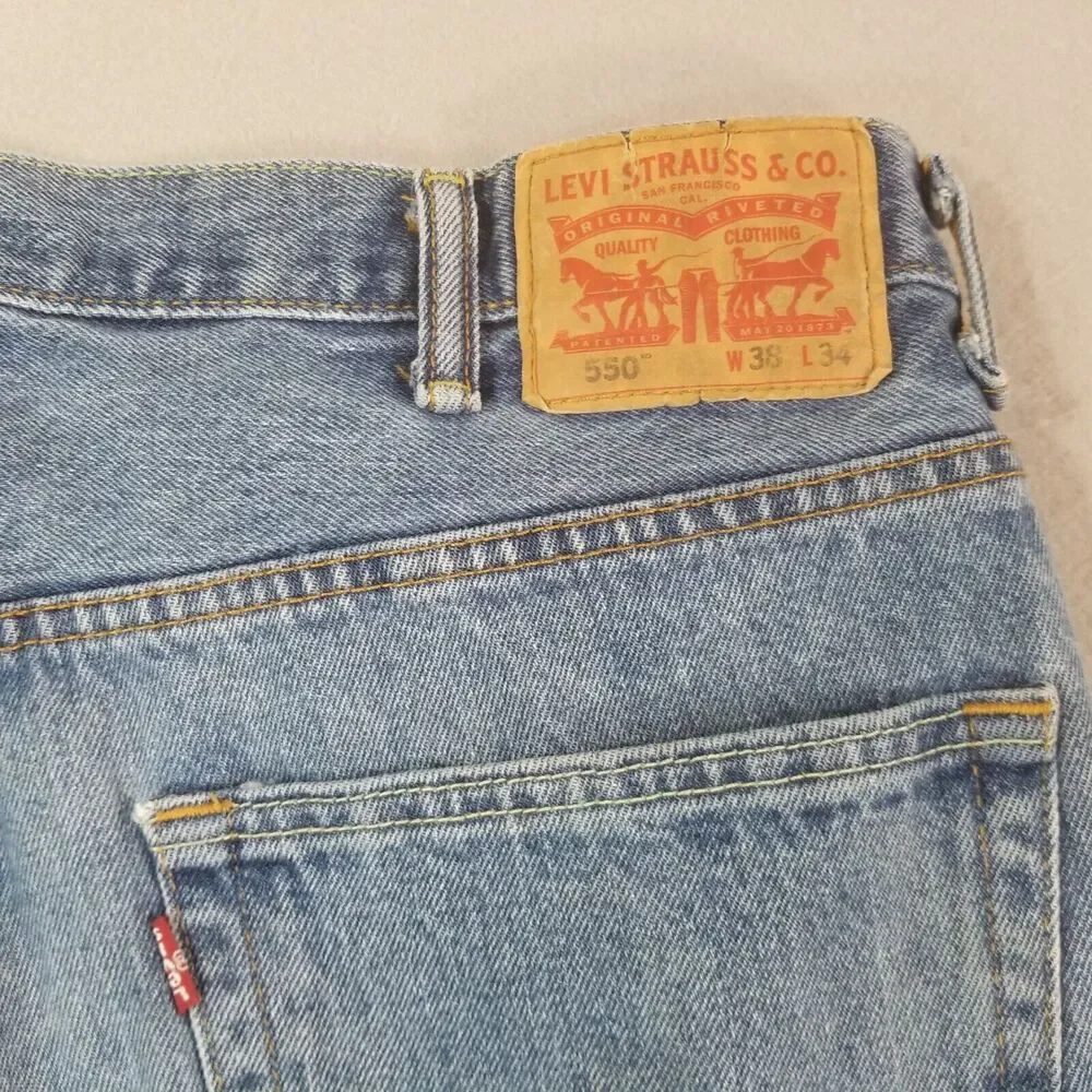 Levi's 550‎ jeans men's 38x32 relaxed fit tapered straight blue denim pants